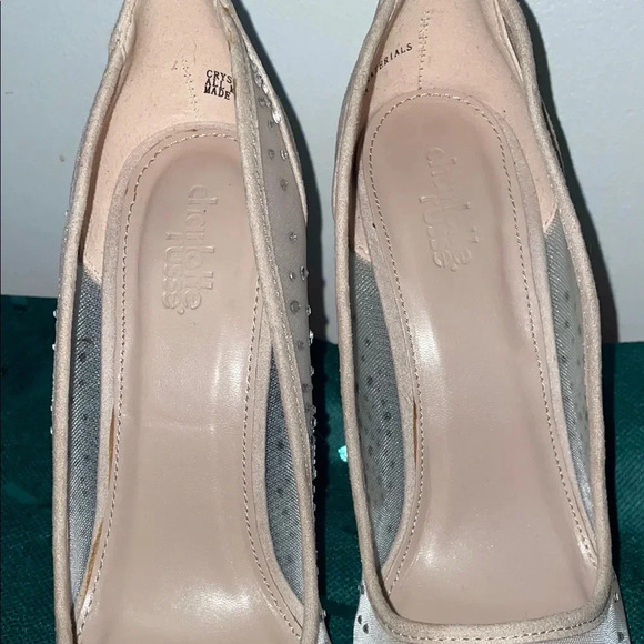 Charlotte Russe Cream Heels with Rhinestones and Stiletto Design (8) - Picture 3 of 10